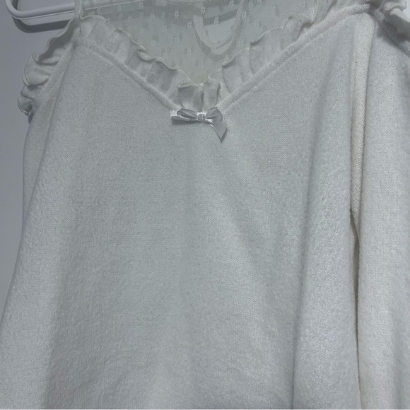 Cream Mars Jfashion Polkadot Mesh Cold Shoulder Top Size Small - Picture 7 of 8